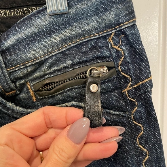 Rerock for Express size 4 stretchy short dark wash boot flare - Picture 3 of 12